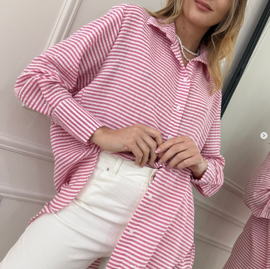 Camisa rayada rosa