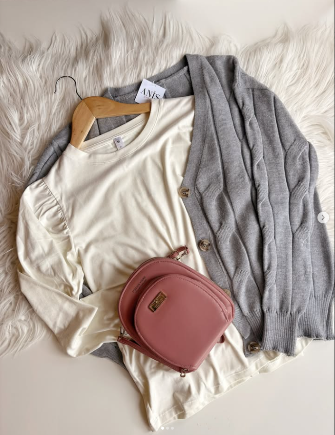 Cardigan gris oversized
