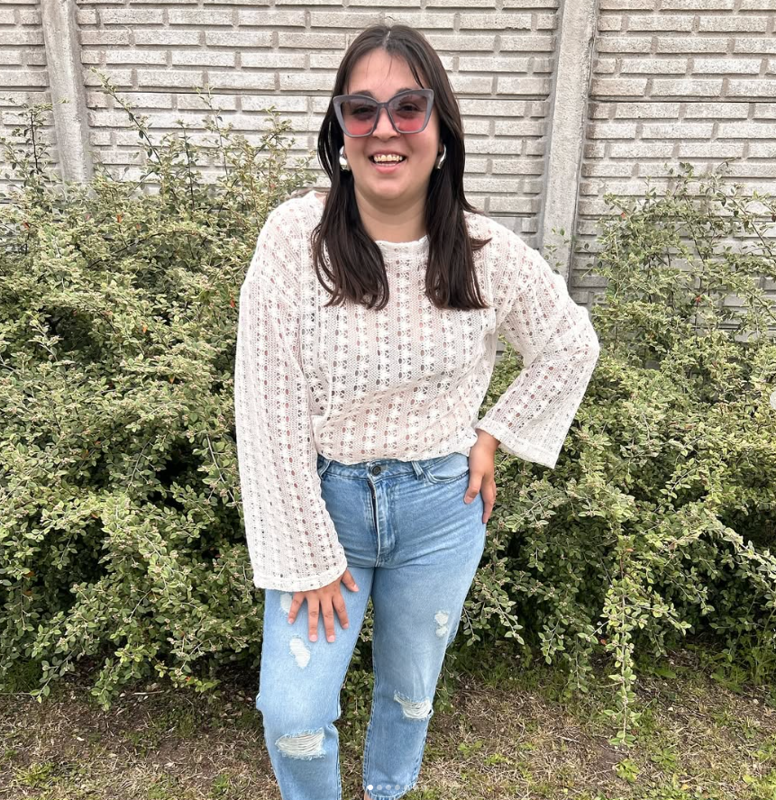 Sweater de crochet crema